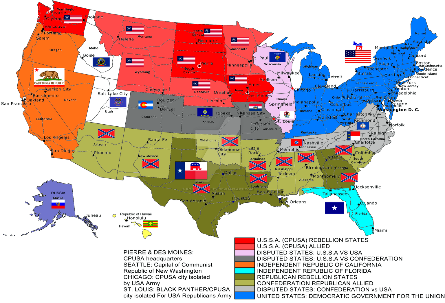 Крупные города юга сша. Карта гражданской войны в США военные действия.